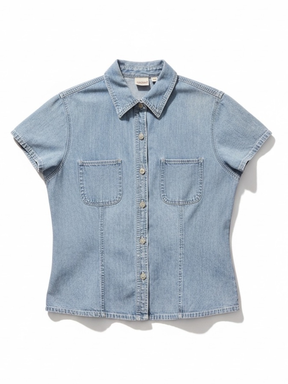 Exchange Unlimited Vintage Denim Button Down Short Sleeve Shirt Size Large